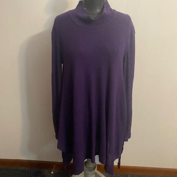Free People We the Free Wonder Woman Purple Mock Thermal Tunic, size SP - Picture 2 of 7